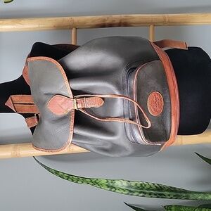 Vintage Eddie Bauer Black and Brown Leather Backpack